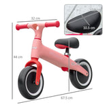 Baby Balance Bike, Children Bike Adjustable Seat, Wide Wheels - Pink