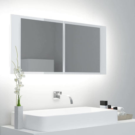 LED Bathroom Mirror Cabinet White 100x12x45 cm Acrylic