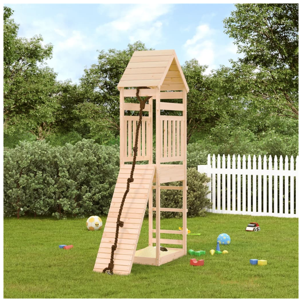 Playhouse with Climbing Wall Solid Wood Pine