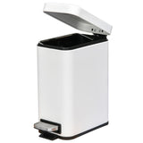 5L Rectangular Steel Pedal Bin White