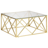 Coffee Table Gold Stainless Steel and Tempered Glass