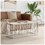 Coffee Table Silver 110x45x45 cm Stainless Steel and Glass