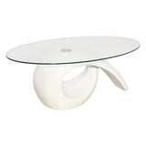 Coffee Table with Oval Glass Top High Gloss White