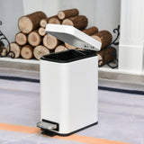 5L Rectangular Steel Pedal Bin White