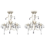 Crystal Pendant Ceiling Lamp Chandeliers 2 pcs Elegant White