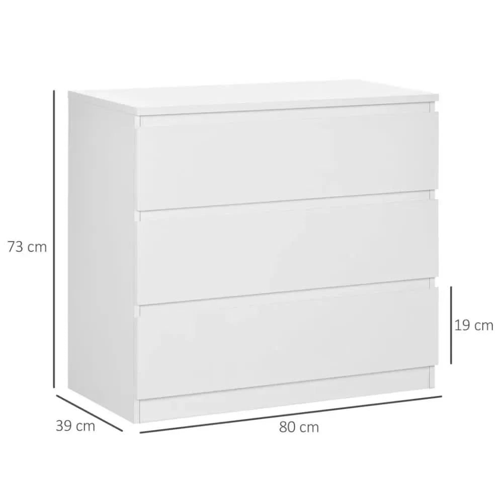 Chest of Drawers 3-Drawer Dresser Storage Organiser for Bedroom, White