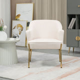 Fabric Armchair Accent Chair w/ Metal Legs for Living Room Bedroom White