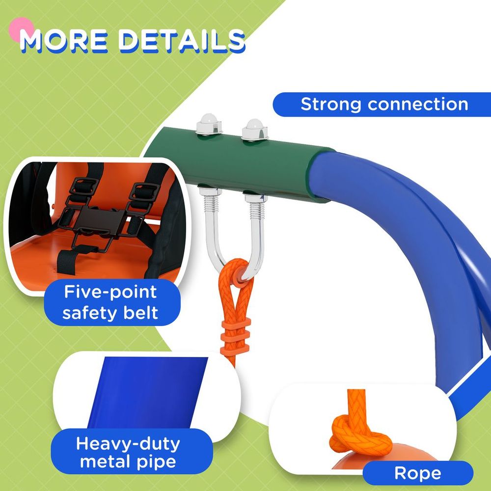 Garden Swing Set for Toddlers, Kids with Seats, Safety Belt, Orange