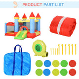 Bouncy Castle W/ Slide Pool 4 in 1 composition W/ Blower Multi-color