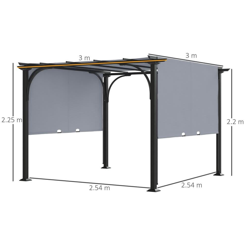 Outsunny Outdoor Retractable Pergola Garden Sun Shade Patio Canopy Shelter