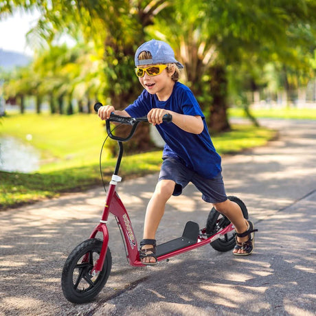 Push Scooter Teen Kids Stunt Bike Ride On with 12" EVA Tyres, Red