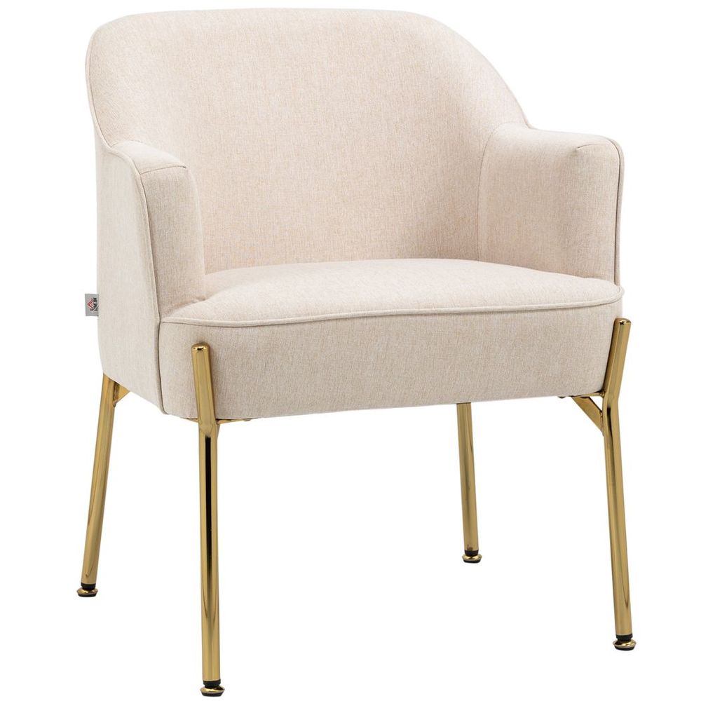 Fabric Armchair Accent Chair w/ Metal Legs for Living Room Bedroom White