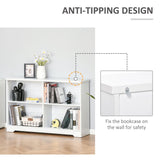 Simple Modern 4-Compartment Low Bookcase w/ Shelves Cube Display Office