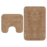 Bathroom Mat Set 2 Pieces Fabric Beige