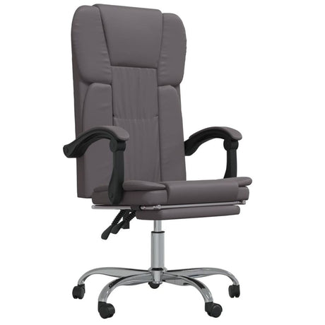 Reclining Office Chair Grey Faux Leather