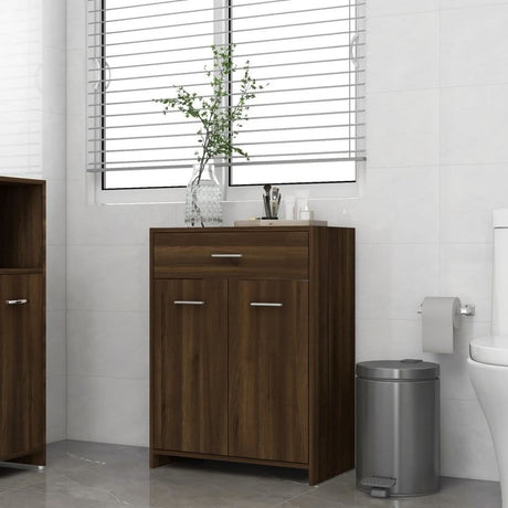 Bathroom Cabinet Smoked Oak 60x33x80 cm Engineered Wood