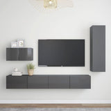 4 Piece TV Cabinet Set Grey Engineered Wood