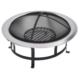 Outdoor Fire Pit with Grill Stainless Steel 76 cm