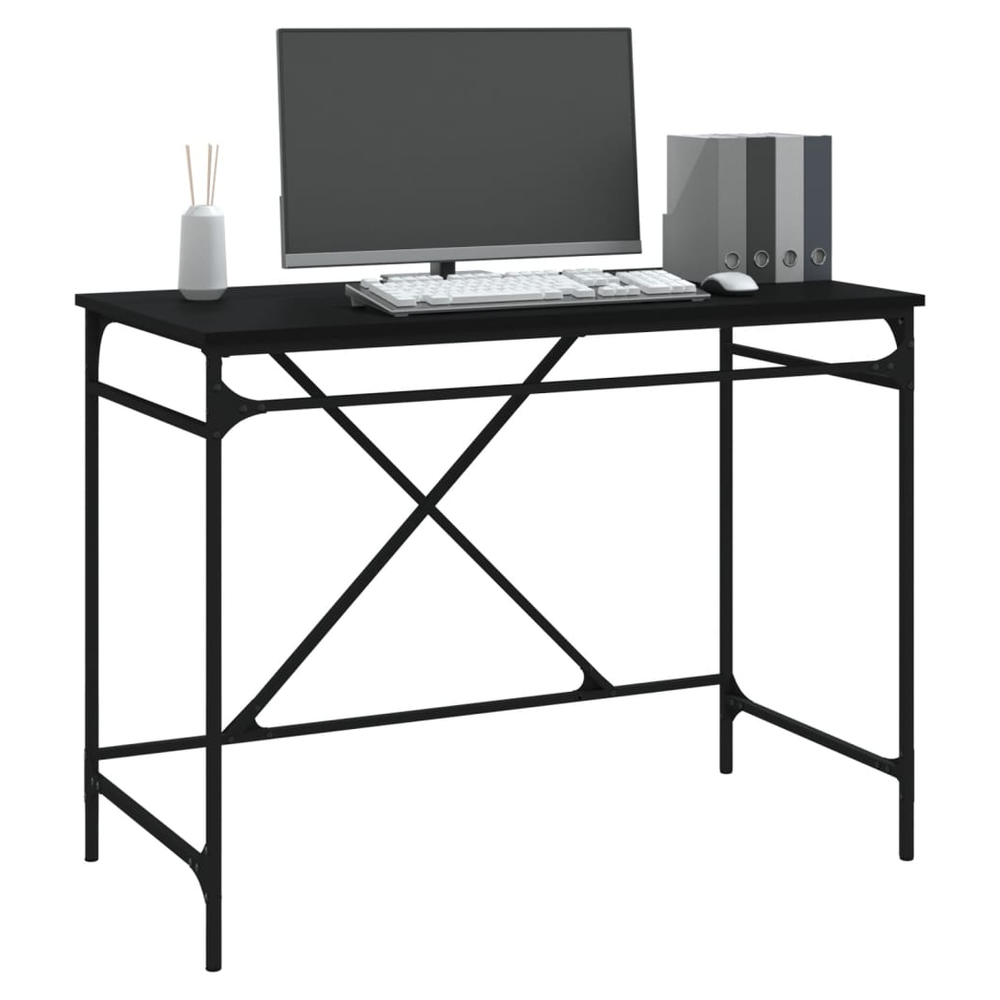 Desk Black 100x50x75 cm Engineered Wood and Iron