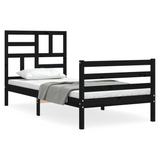 Bed Frame with Headboard Black 100x200 cm Solid Wood