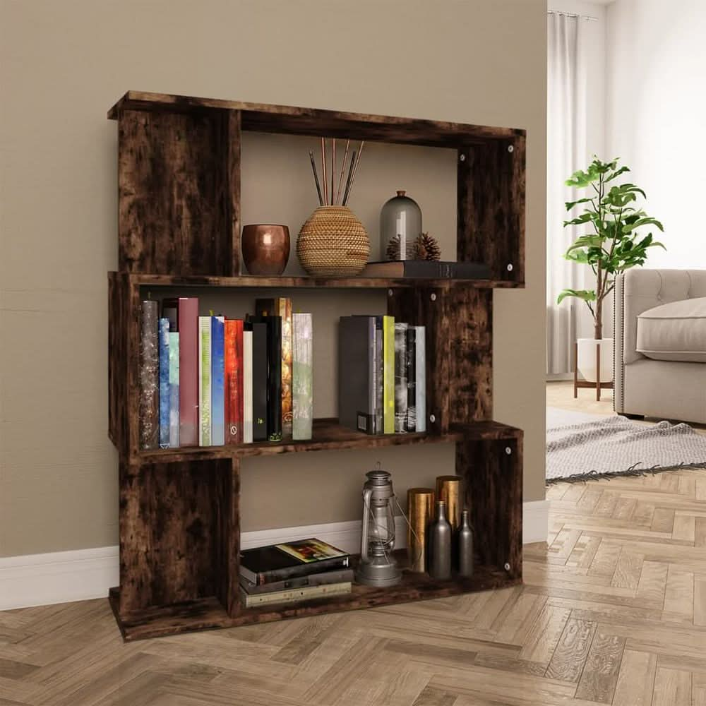 Book Cabinet/Room Divider Smoked Oak 80x24x96cm Engineered Wood