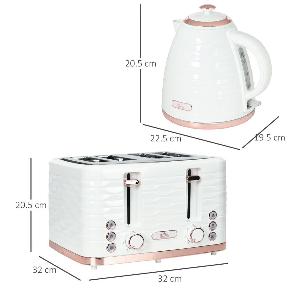 Kettle and Toaster Set 1.7L Rapid Boil Kettle & 4 Slice Toaster White