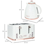 Kettle and Toaster Set 1.7L Rapid Boil Kettle & 4 Slice Toaster White