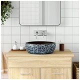 Countertop Basin Black and Blue Round Φ41x14 cm Ceramic