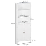 kleankin Corner Bathroom Cabinet, Double Doors and Adjustable Shelves, White