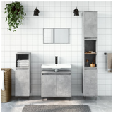 3 Piece Bathroom Furniture Set Concrete Grey Engineered Wood