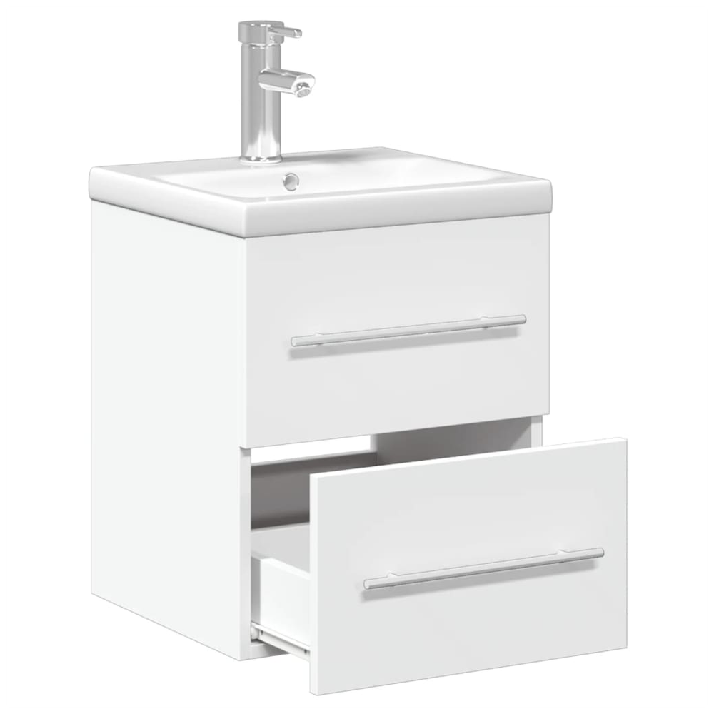 Bathroom Sink Cabinet with Built-in Basin White