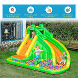 Kids Bouncy Castle with Slide Pool Basket Gun Climbing Wall W/ Blower