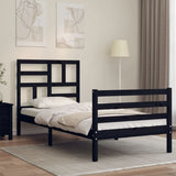 Bed Frame with Headboard Black 100x200 cm Solid Wood