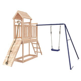 Playhouse with Swing Climbing Wall Solid Wood Pine