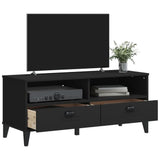 TV Cabinet Black Solid Wood Pine