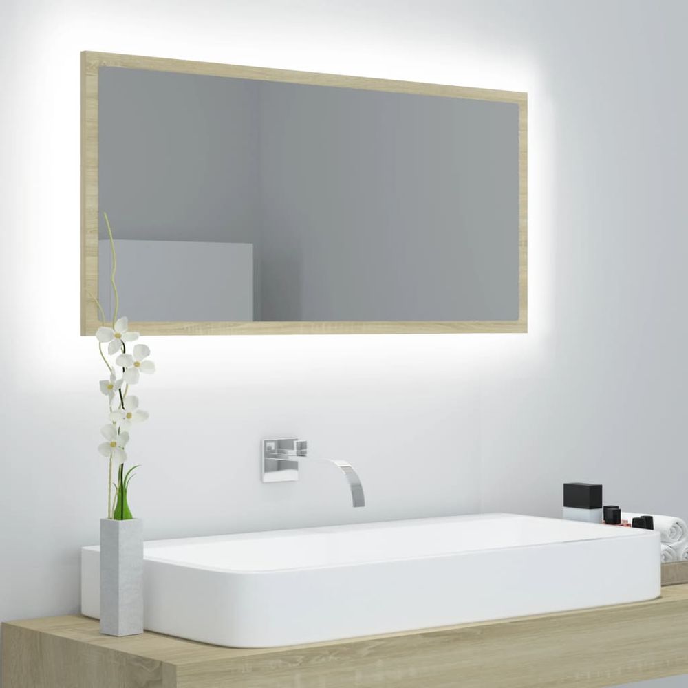 LED Bathroom Mirror White 90x8.5x37 cm Acrylic