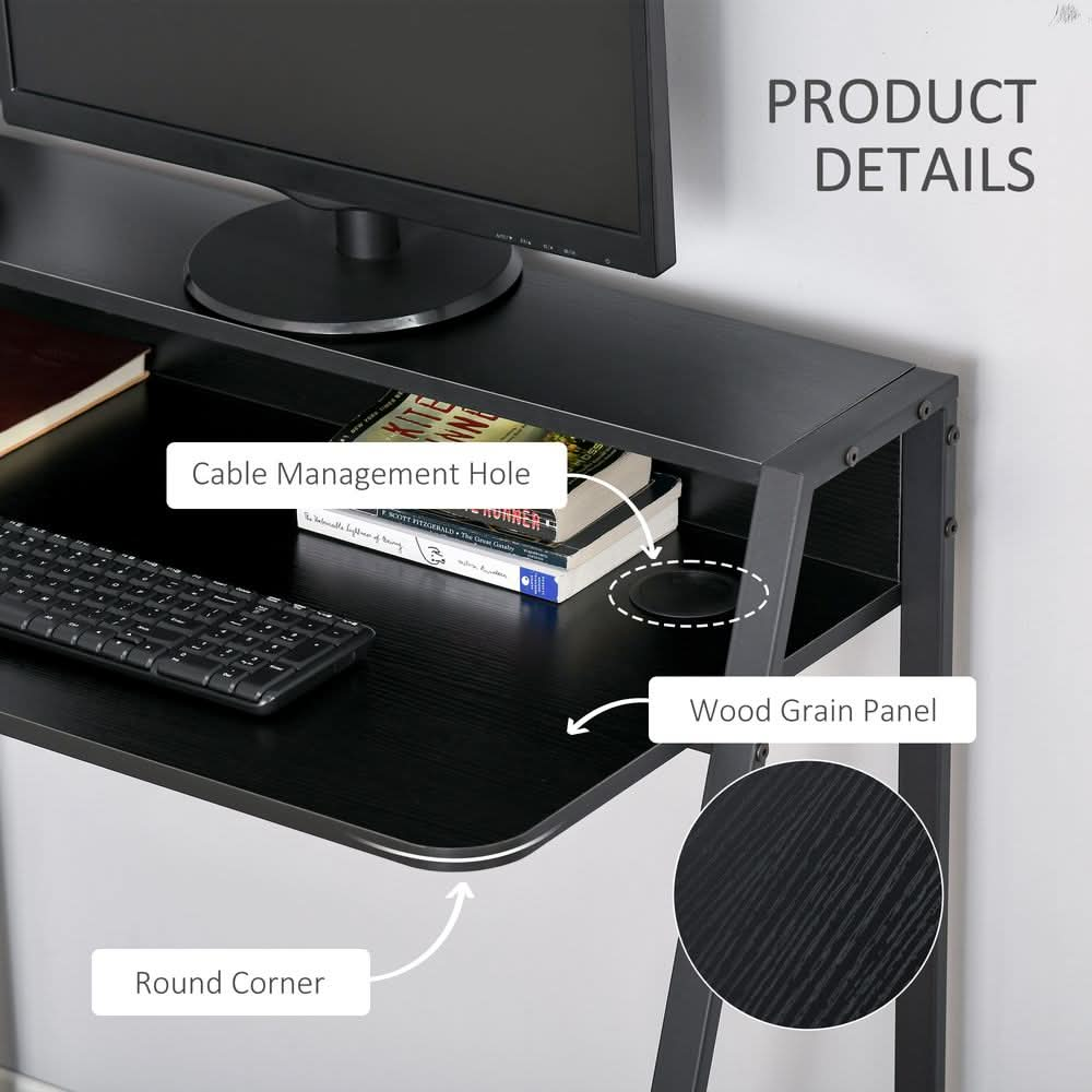 Computer Desk with Upper Storage Shelf, Stylish Indoor Decor 85cm