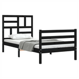 Bed Frame with Headboard Black 100x200 cm Solid Wood