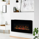 Electric Fireplace Heater Wall-Mount W/ Flame Effect Remote Control Timer