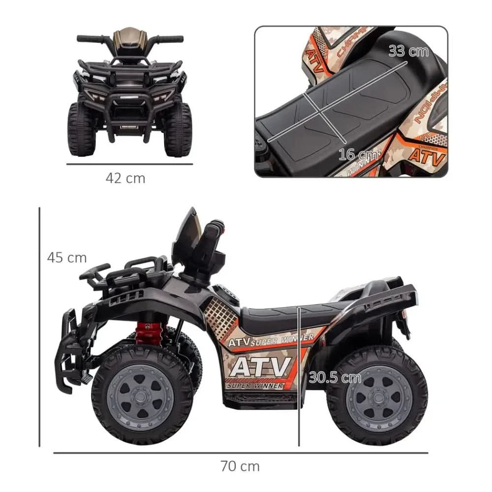 Kids Ride-on Four Wheeler ATV Car with Music for 18-36 months Black