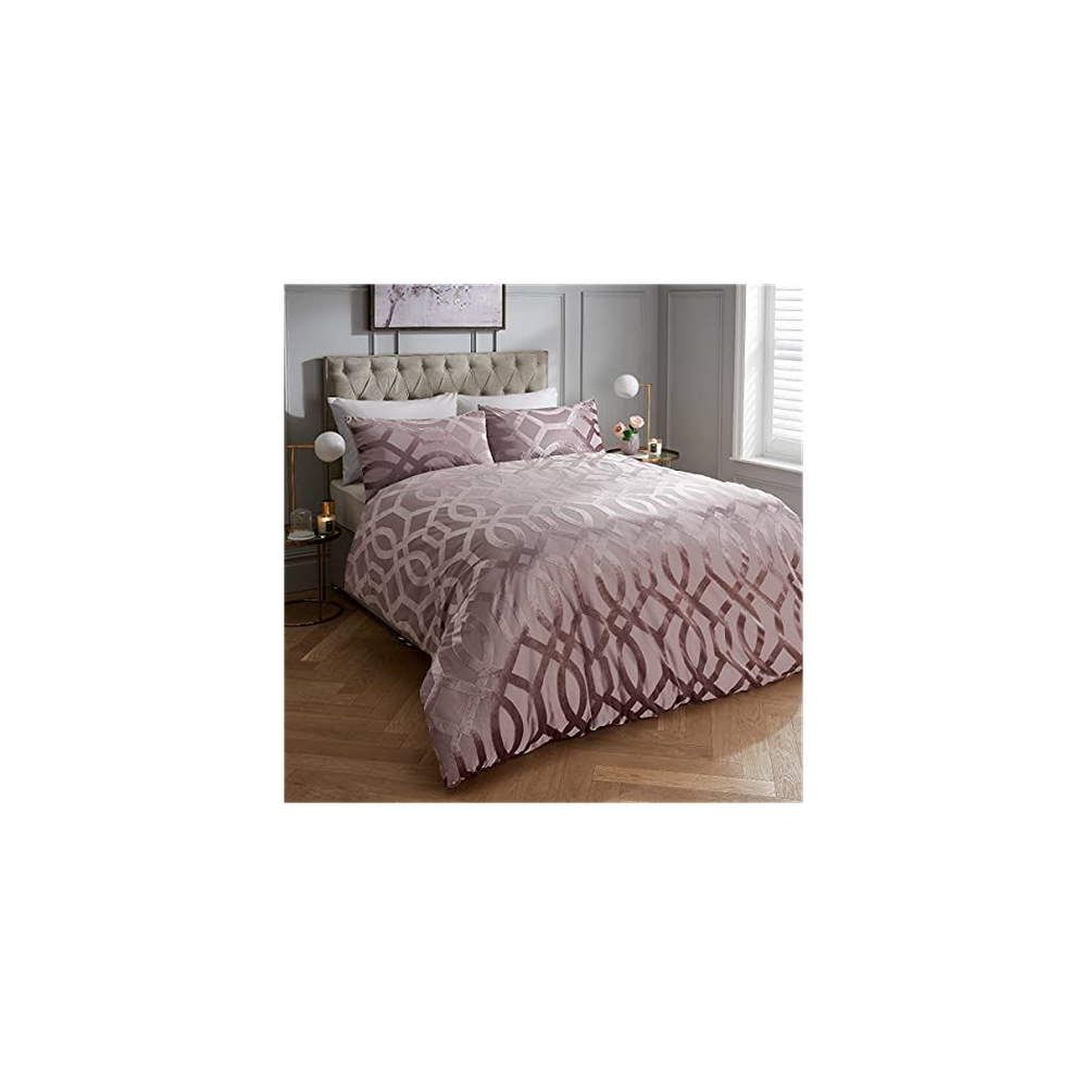 VELVET JACQUARD GEO BLUSH DUVET SET SB