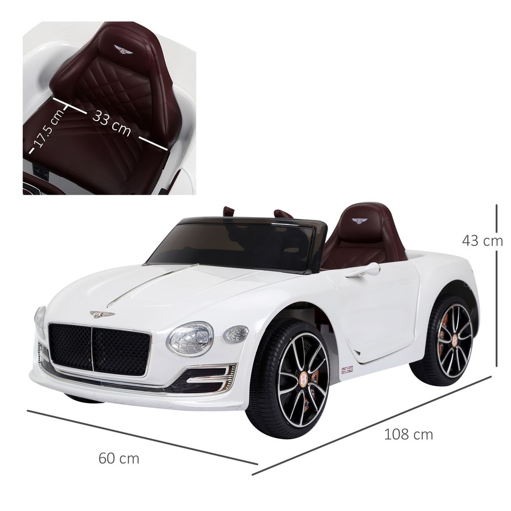 Electric Ride-on Car w/ LED Lights Music Parental Remote Control White