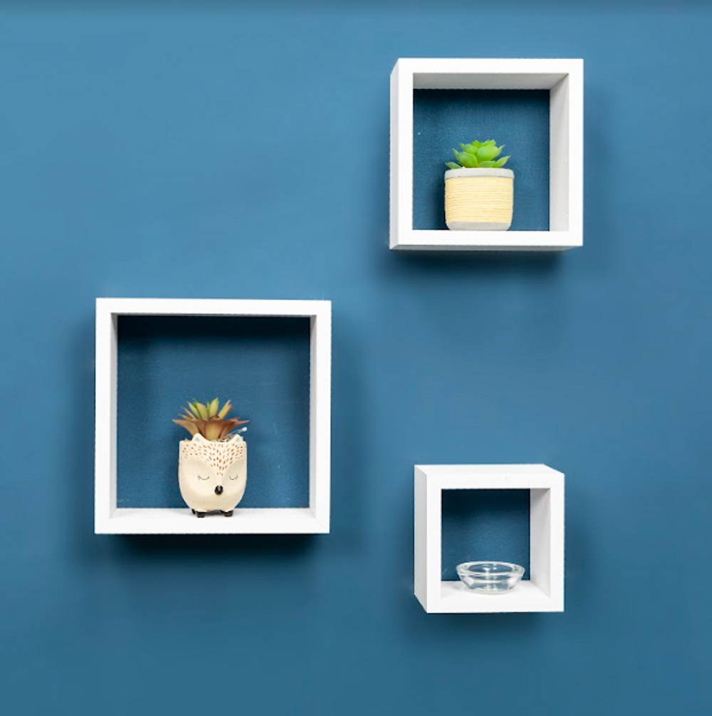 Set of 3 Cube White Floating Wall Shelf - CHELF