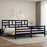 Bed Frame with Headboard Black 100x200 cm Solid Wood