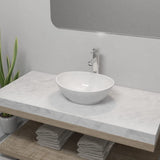 Bathroom Basin with Mixer Tap Ceramic Rectangular White