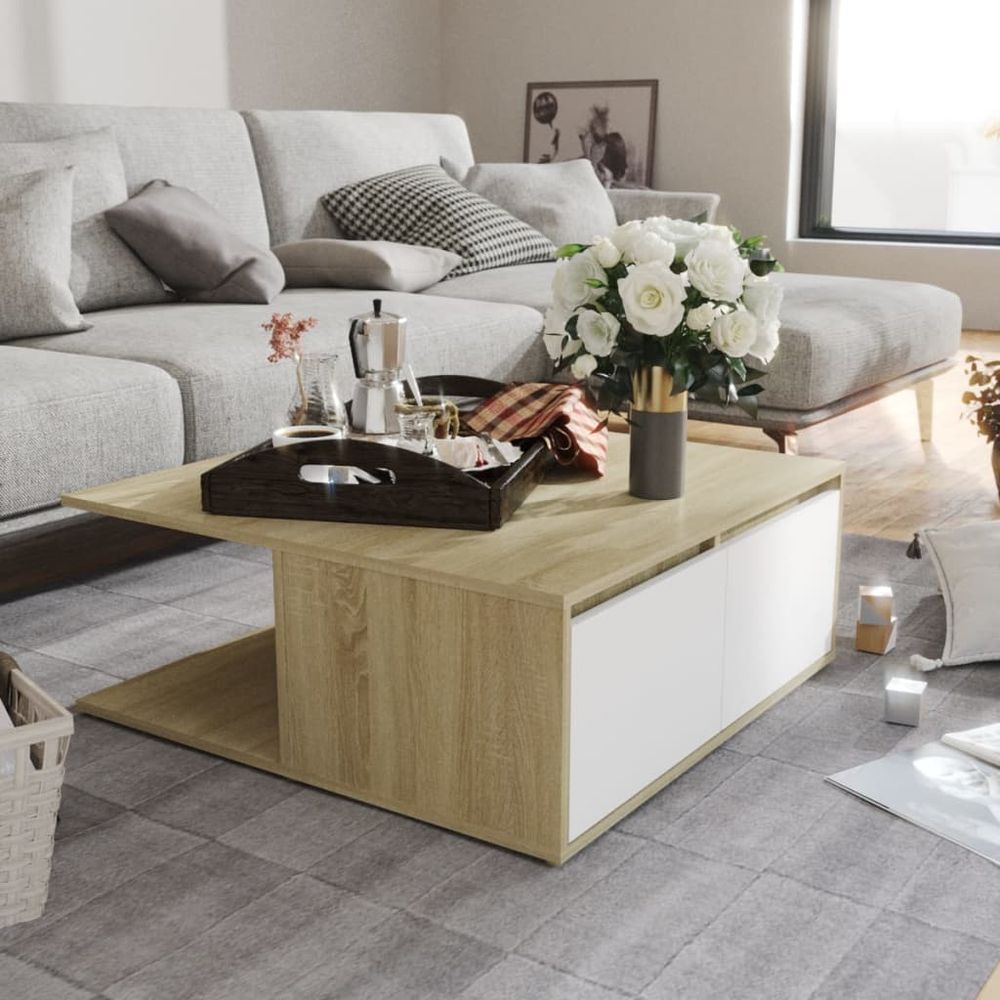 Coffee Table White 80x80x31 cm Engineered Wood