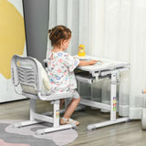 Kids Desk and Chair Set Adjustable Tiltable w/ Drawer, Pen Slot, Hook