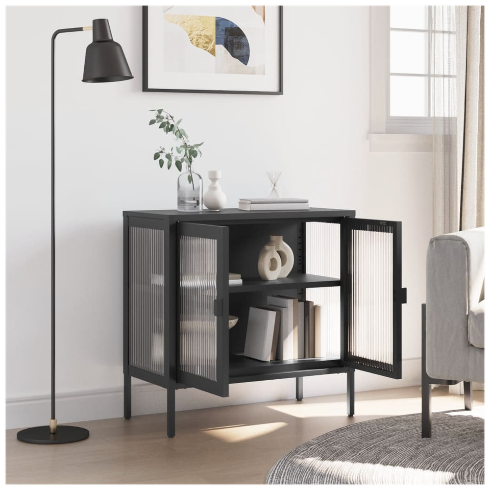 Sideboard Black 70x35x70 cm Glass and Steel