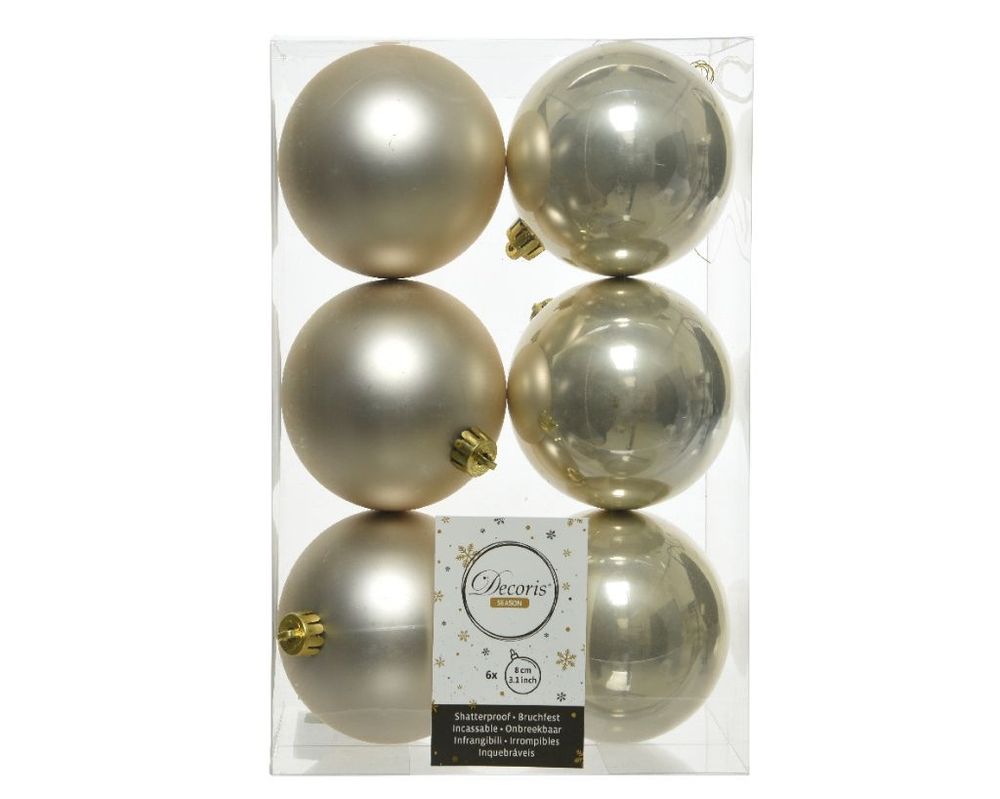 Shatterproof Pearl Bauble  8cm Pack of 6 - Christmas