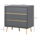 Chest of Drawers, 3 Drawer Storage Cabinet Organiser Bedroom Dark Grey